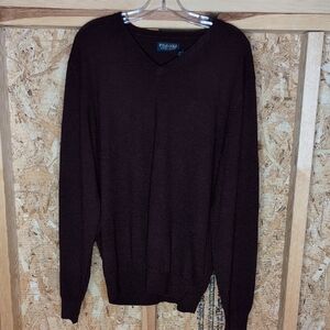 Polo Golf Ralph Lauren Men's Burgundy Pullover VNeck Sweater Size L NWT